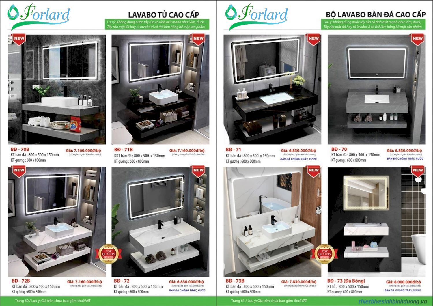 Thiết bị vệ sinh FORLARD Catalogue và Bảng giá mới nhất /Page 30